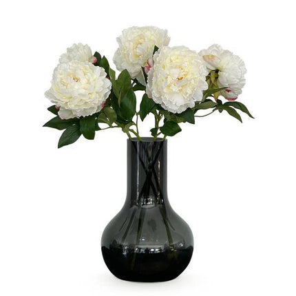 Künstliche Blumenstrauß Pfingstrosen Creme – 5 Stück je 65cm – Realistische Kunstblumen – Zeitloser Deko Blumenstrauß