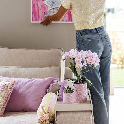 Candy Dekotopf – Hoch – Rosa – Ø6cm – Keramik Übertopf in Pastellrosa – Stilvoller Blumentopf für Zimmerpflanzen & Orchideen