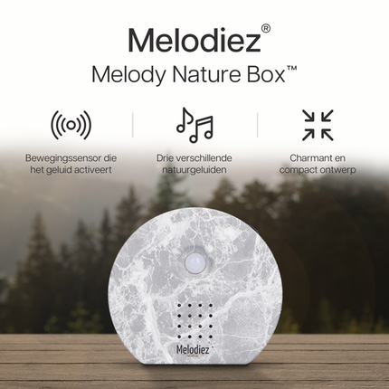 Melodiez Spieluhr – Marmor – Melody Nature Box mit Bewegungssensor – Vogelgezwitscher, Meeresrauschen & Dschungelklänge