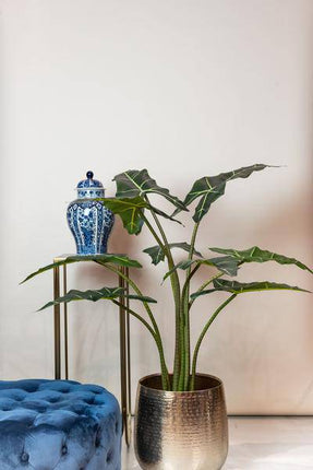 Kunstpflanze Alocasia Frydek – Elefantenohr – 120cm – künstliche Pflanze mit grünen Blättern – Deko-Pflanze für Zimmer & Büro – pflegefrei