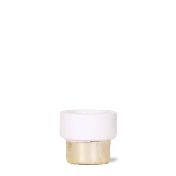 Übertopf Lush – Ø6cm – Keramiktopf in Weiß – Gold – Glänzender Blumentopf für kleine Pflanzen & Sukkulenten
