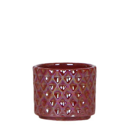 Diamant Perle Dekotopf – Rot – Ø6cm – Hochwertiger Keramik Blumentopf mit edlem Glanz – Dekorativer Pflanztopf im modernen Design – Luxuriöser Übertopf für Zimmerpflanzen & Deko