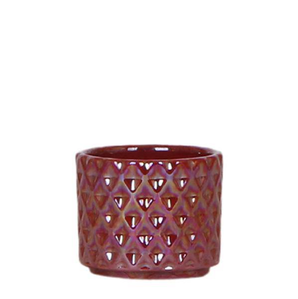 Diamant Perle Dekotopf – Rot – Ø6cm – Keramik Blumentopf mit edlem Glanz – Pflanztopf im modernen Design