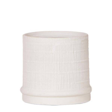 Bali Blumentopf Off White Ø9cm – Dekorativer Keramiktopf mit Rillenstruktur – Moderner Pflanzentopf im minimalistischen Design – Stilvolle Blumendeko für Wohnzimmer, Küche & Büro