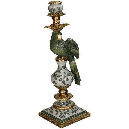 Kerzenhalter Vogel – Grün – Polyresin – 13x13x39cm – Deko & Wohnaccessoire