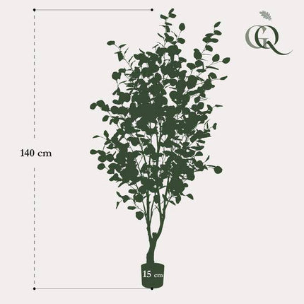 Kunstpflanze Eukalyptusbaum – Blue Gum Tree – ca. 140cm hoch – Täuschend echt & pflegefrei – Für Wohnzimmer, Büro & dunkle Räume