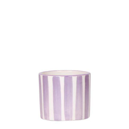 Ziertopf Painted Stripe – Flieder – Ø6cm – Moderner Pflanzentopf aus Keramik – Dekotopf mit Streifenmuster – Stilvolles Wohnaccessoire für Sukkulenten & Kakteen