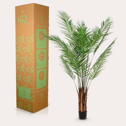 Kunstpflanze Areca Lutescens – Goldpalme – 180cm – Hochwertige künstliche Palme mit naturgetreuen Fiederblättern – Immergrüne Dekopflanze für Wohnzimmer, Büro & Innenräume – Pflegefrei & langlebig