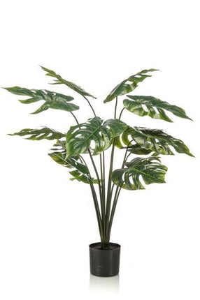 Kunstpflanze Monstera Deliciosa – Löcherpflanze – 95cm – Hochwertige künstliche Pflanze mit großen naturgetreuen Blättern – Immergrüne Dekopflanze für Wohnzimmer, Büro & Innenräume – Pflegefrei & haustiersicher