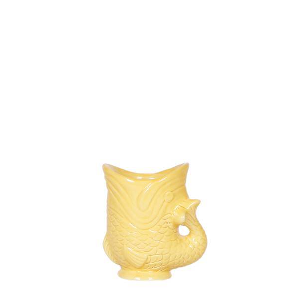 Fisch Dekotopf Gelb – Keramik Pflanztopf Ø6cm – Handgefertigtes Fisch – Design – Glänzende Glasur – Ideal für Sukkulenten & Kleine Pflanzen