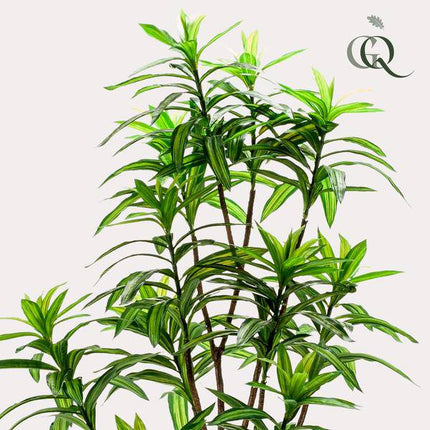 Kunstpflanze Dracaena ↕130cm – künstliche Grünpflanze für Wohnzimmer, Büro, Flur & pflegeleichte Deko
