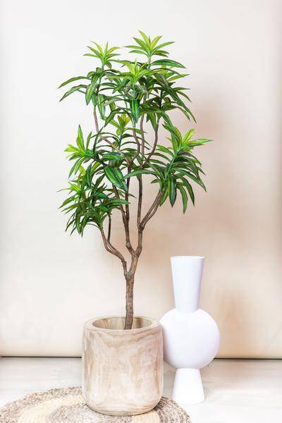 Kunstpflanze Dracaena ↕130cm – künstliche Grünpflanze für Wohnzimmer, Büro, Flur & pflegeleichte Deko