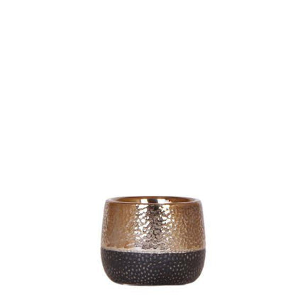 Keramik Blumentopf Kupfer – Mini – Pflanztopf Ø6cm – Glänzender Übertopf für kleine Zimmerpflanzen, Sukkulenten & Kakteen