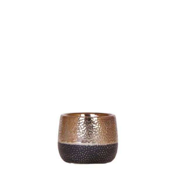 Keramik Blumentopf Kupfer – Mini – Pflanztopf Ø6cm – Glänzender Übertopf für kleine Zimmerpflanzen, Sukkulenten & Kakteen