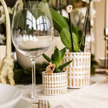 Dekotopf Mosaik – Ø6cm – Blumentopf mit goldenen Mosaikdetails – Stilvoller Mini Pflanztopf für Sukkulenten & kleine Pflanzen