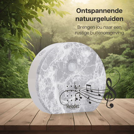 Melodiez Spieluhr – Marmor – Melody Nature Box mit Bewegungssensor – Vogelgezwitscher, Meeresrauschen & Dschungelklänge