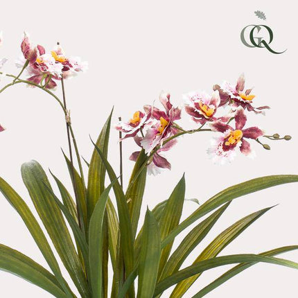 Künstliche Pflanze Orchidee – Bordeaux – 45cm – Täuschend echte Kunstorchidee im Topf – Dekoblume für Wohnzimmer, Büro & Esstisch – Pflegeleichte Kunstpflanze