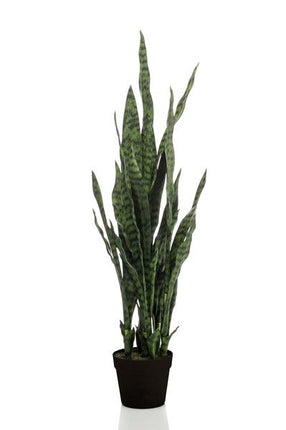Kunstpflanze Sansevieria Black Coral – Frauenzunge – 97cm – Hochwertige künstliche Pflanze mit naturgetreuen dunkelgrünen Blättern – Immergrüne Dekopflanze für Wohnzimmer, Büro & Innenräume – Pflegefrei & langlebig
