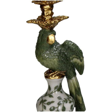 Kerzenhalter Vogel – Grün – Polyresin – 13x13x39cm – Deko & Wohnaccessoire
