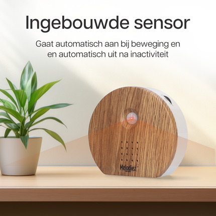 Melodiez Musikbox – Melody Nature Box aus dunklem Holz – Soundbox mit Vogelgezwitscher, Meeresrauschen & Dschungelklängen – Mit Bewegungsmelder – Entspannung & Wohlfühlatmosphäre