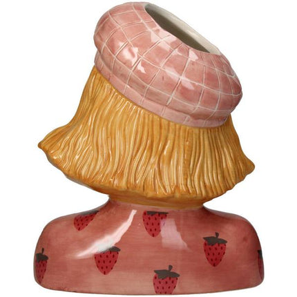 Vase Girl Strawberry – Pink Tontopf – ↑24cm – Verspielte Deko – Vase – Für Blumen & Wohnraum – Charmantes Design