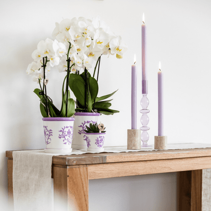 Malaga Topf Flieder – Ø9cm – Keramik Blumentopf im mediterranen Design – Dekotopf für Zimmerpflanzen, Kräuter & Sukkulenten – Hochwertig & langlebig