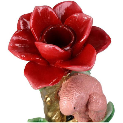 Kerzenständer Pinker Papagei – 26cm – Polyresin – Bunte Deko – Wohnaccessoire & Tischdeko