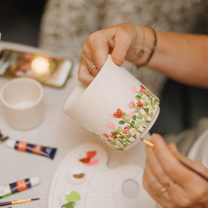 Malset Blumentöpfe bemalen mit Orchideen & Sukkulenten – DIY Kreativset für mindestens 4 Personen – Bastelset für Kinder & Erwachsene