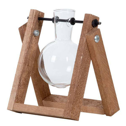 Stecklingsständer mit Glasvase – Hydrokultur Anzuchtstation aus Holz – Glas Vase für Stecklinge & Pflanzenvermehrung – Deko & Geschenkidee