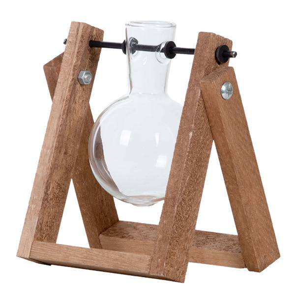 Stecklingsständer mit Glasvase – Hydrokultur Anzuchtstation aus Holz – Glas Vase für Stecklinge & Pflanzenvermehrung – Deko & Geschenkidee