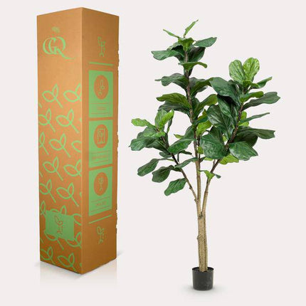 Kunstpflanze Ficus Lyrata – Geigen-Feige – 180cm – Hochwertige künstliche Pflanze mit großen naturgetreuen Blättern – Immergrüne Dekopflanze für Wohnzimmer, Büro & Innenräume – Pflegefrei & langlebig