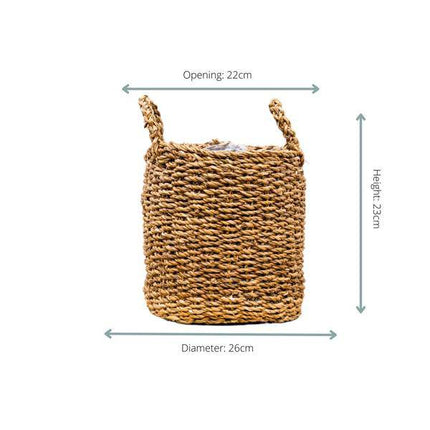 Korb Bube – 26cm x 23cm – Stilvoller Übertopf für Zimmerpflanzen – Dekorativer Pflanzkorb für Wohnzimmer, Balkon & Garten – Zeitloses Design mit natürlichem Look
