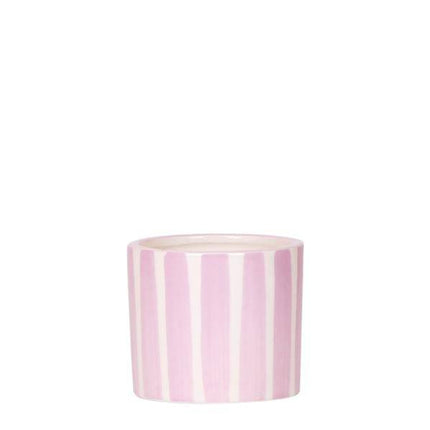Ziertopf Gemalte Streifen – Rosa – Ø6cm – Keramik Blumentopf in glänzender Optik – Verspieltes Streifenmuster – Für kleine Pflanzen & Sukkulenten
