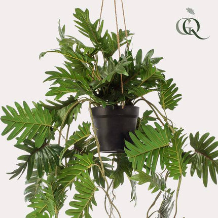 Kunstpflanze Philodendron – Hängepflanze 80cm – Täuschend echt & pflegefrei – Dekorative Kunst-Zimmerpflanze für Wohnzimmer, Büro & kleine Räume