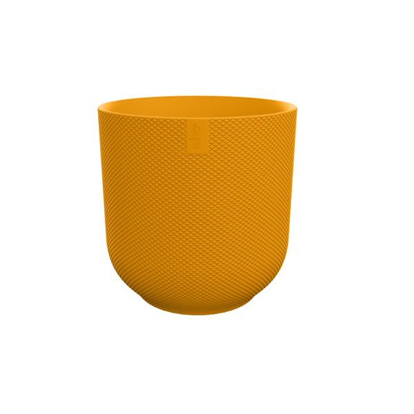 Pflanztopf Jazz Round – bernsteingelb – Ø14cm – Moderner Blumentopf für Innen – & Außenbereiche – Eleganter runder Kunststofftopf in leuchtender Farbe
