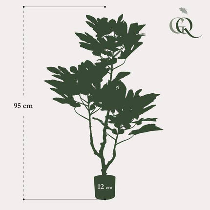 Kunstpflanze Ficus Carica – Feigenbaum 95cm – Täuschend echt mit Früchten & Blättern – Pflegefreie Zimmerpflanze – Mediterrane Deko für Wohnung & Büro