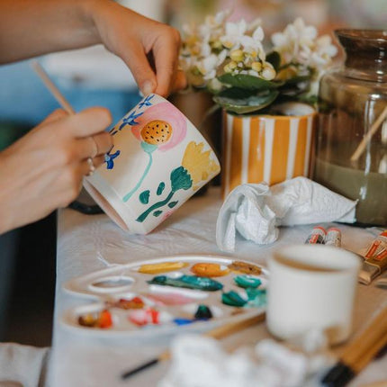Malset Blumentöpfe bemalen mit Orchideen & Sukkulenten – DIY Kreativset für mindestens 4 Personen – Bastelset für Kinder & Erwachsene
