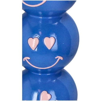 Kerzenständer Smiley – Blaue Kugeln – 9x9x36 cm – Dekorativer Kerzenhalter – Gute-Laune-Design