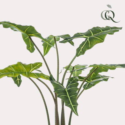 Kunstpflanze Alocasia Frydek – Elefantenohr – 120cm – künstliche Pflanze mit grünen Blättern – Deko-Pflanze für Zimmer & Büro – pflegefrei