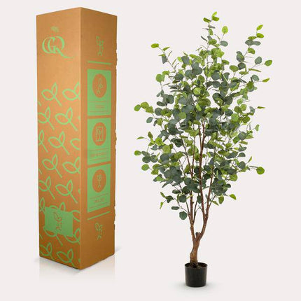 Kunstpflanze Eukalyptusbaum – Blue Gum Tree – ca. 140cm hoch – Täuschend echt & pflegefrei – Für Wohnzimmer, Büro & dunkle Räume