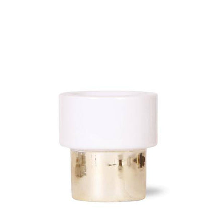 Topf Lush – Ø9cm – Dekorativer Keramik Blumentopf in Weiß-Gold – Moderner Ziertopf für Zimmerpflanzen, Orchideen & Sukkulenten – Elegante Wohnaccessoire Deko