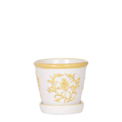 Blumentopf Malaga – Gelb – Ø6cm – Dekorativer Keramiktopf mit mediterranem Muster – Handgefertigte Optik – Ideal für Zimmerpflanzen & Sukkulenten