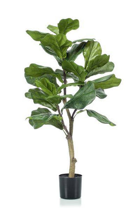 Kunstpflanze Ficus Lyrata – Geigen-Feige – 90cm – Hochwertige künstliche Pflanze mit großen naturgetreuen Blättern – Immergrüne Dekopflanze für Wohnzimmer, Büro & Innenräume – Pflegefrei & langlebig