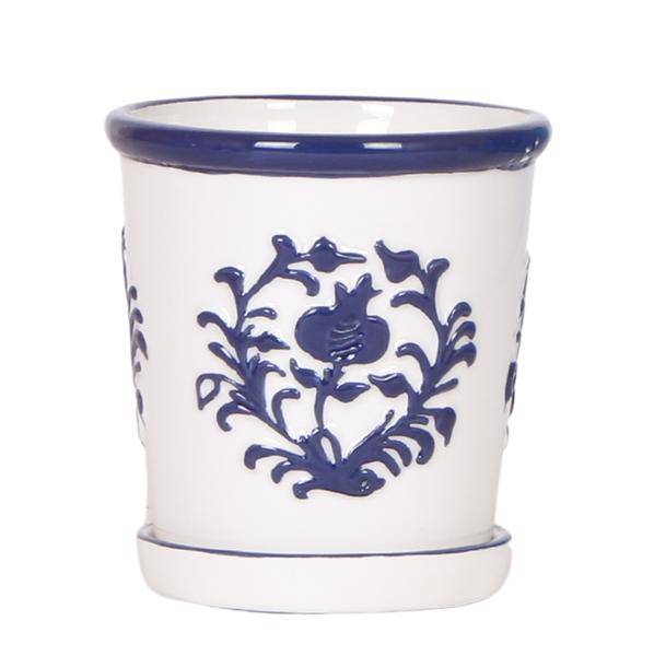 Malaga Blumentopf Blau – Ø9cm – Keramiktopf in Porzellanoptik – Mediterraner Ziertopf für Zimmerpflanzen – Für Fensterbank, Wohnzimmer & Büro