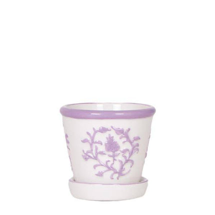Malaga Topf – Flieder – Ø6cm – Blumentopf aus Keramik im mediterranen Stil – Handgefertigte Optik