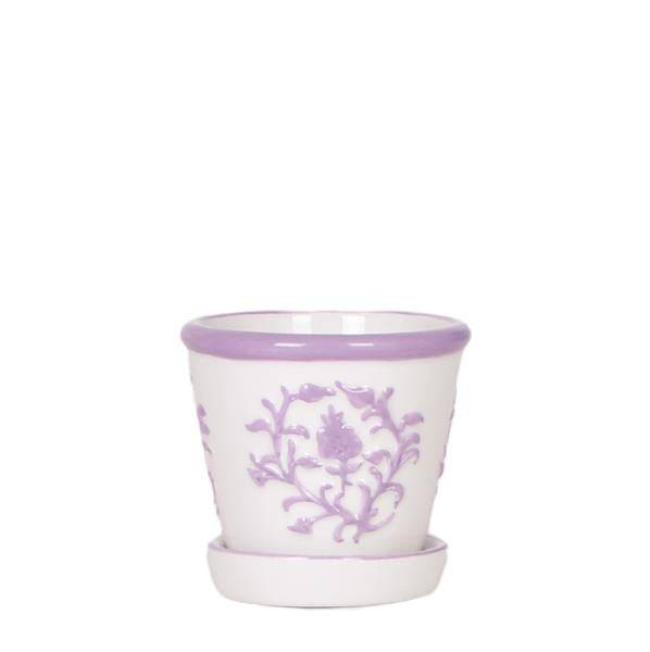 Malaga Topf – Flieder – Ø6cm – Blumentopf aus Keramik im mediterranen Stil – Handgefertigte Optik