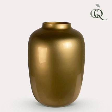 Glasvase Artic Gold – H35cm B25cm – Elegante Vase in Gold – Dekorative Blumenvase & Wohnaccessoire