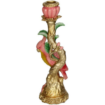 Kerzenständer Pink Parrot – Rosa Vogel – 9x8x28cm – Dekorativer Kerzenhalter im verspielten Design – Für Stabkerzen – Wohnaccessoire