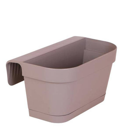 Balkon – Pflanzkübel – Taupe – 36cm breit – Mit Aufhängesystem & Wasserreservoir – Stilvolles Balkon – Pflanzgefäß für Geländer & Zäune