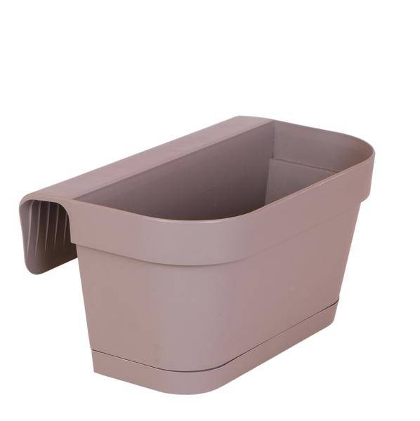 Balkon – Pflanzkübel – Taupe – 36cm breit – Mit Aufhängesystem & Wasserreservoir – Stilvolles Balkon – Pflanzgefäß für Geländer & Zäune